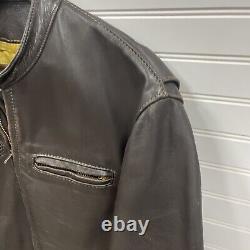 Vintage Bates Leather Cafe Racer Motorcycle Jacket Brown Custom Tailored Tag 60s