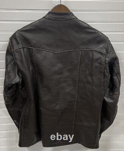 Vintage Bates Leather Cafe Racer Motorcycle Jacket Brown Custom Tailored Tag 60s