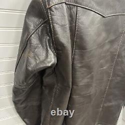 Vintage Bates Leather Cafe Racer Motorcycle Jacket Brown Custom Tailored Tag 60s