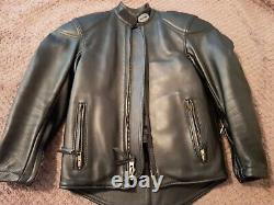 Vintage Bates Leather Motorcycle Black Jacket