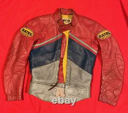 Vintage Bates Leather Motorcycle Racing Xs Jacket