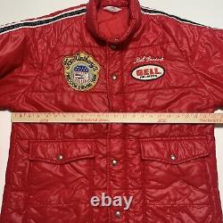Vintage Bell Motorcycle Helmets Racing Puffer Jacket RARE Size L USA Embroidered