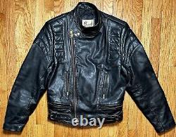 Vintage Berman's Leather Motorcycle Black Padded Racer Jacket Men's Medium (38L)