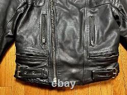 Vintage Berman's Leather Motorcycle Black Padded Racer Jacket Men's Medium (38L)
