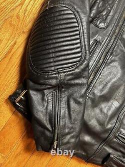 Vintage Berman's Leather Motorcycle Black Padded Racer Jacket Men's Medium (38L)