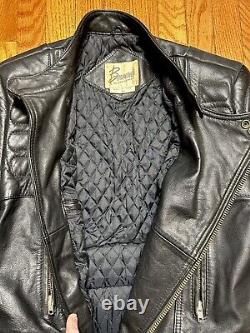 Vintage Berman's Leather Motorcycle Black Padded Racer Jacket Men's Medium (38L)