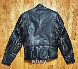 Vintage Berman's Leather Motorcycle Black Padded Racer Jacket Men's Medium (38L)