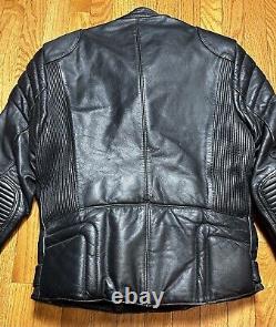 Vintage Berman's Leather Motorcycle Black Padded Racer Jacket Men's Medium (38L)