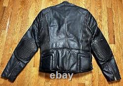 Vintage Berman's Leather Motorcycle Black Padded Racer Jacket Men's Medium (38L)