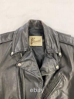 Vintage Bermans Leather Classic Motorcycle Jacket Size 38 Black Lenzip Ring Zip