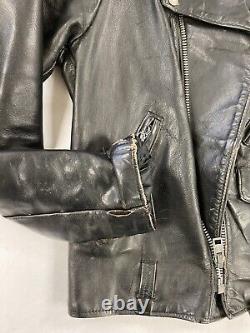 Vintage Bermans Leather Classic Motorcycle Jacket Size 38 Black Lenzip Ring Zip