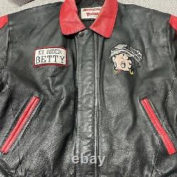 Vintage Betty Boop Biker Leather Jacket American Toons By Excelled Size Large
