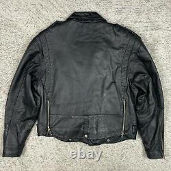 Vintage Biker Jacket Mens Medium Leather Motorcycle 80s Belted Asymmetric Zipper