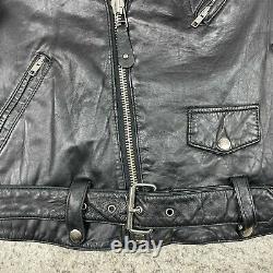 Vintage Biker Jacket Mens Medium Leather Motorcycle 80s Belted Asymmetric Zipper