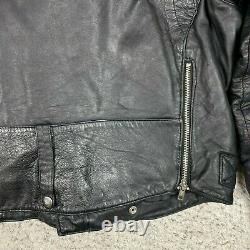 Vintage Biker Jacket Mens Medium Leather Motorcycle 80s Belted Asymmetric Zipper