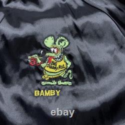Vintage Biker Jacket Mens XL Black Satin Rat's Hole Chopper Biker 90s Germany
