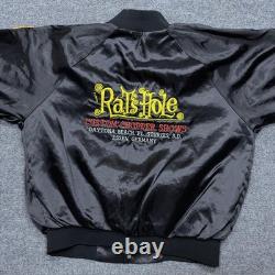 Vintage Biker Jacket Mens XL Black Satin Rat's Hole Chopper Biker 90s Germany