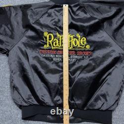 Vintage Biker Jacket Mens XL Black Satin Rat's Hole Chopper Biker 90s Germany