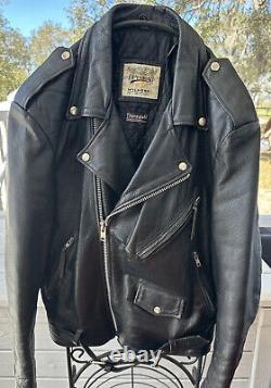 Vintage Biker Motorcycle Black LEATHER JACKET Thinsulate Belted Wilson Men M