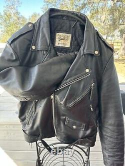 Vintage Biker Motorcycle Black LEATHER JACKET Thinsulate Belted Wilson Men M