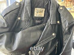 Vintage Biker Motorcycle Black LEATHER JACKET Thinsulate Belted Wilson Men M