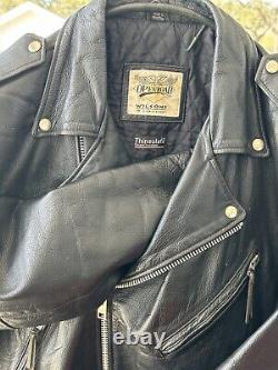 Vintage Biker Motorcycle Black LEATHER JACKET Thinsulate Belted Wilson Men M