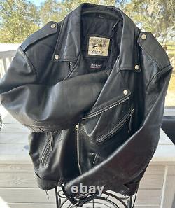 Vintage Biker Motorcycle Black LEATHER JACKET Thinsulate Belted Wilson Men M