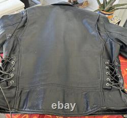 Vintage Biker Motorcycle Black LEATHER JACKET Thinsulate Belted Wilson Men M