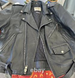 Vintage Biker Motorcycle Black LEATHER JACKET Thinsulate Belted Wilson Men M