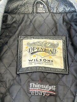 Vintage Biker Motorcycle Black LEATHER JACKET Thinsulate Belted Wilson Men M