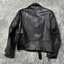 Vintage Bikers Choice Mens Black Leather Motorcycle Jacket Size 46 Heavyweight
