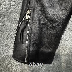 Vintage Bikers Choice Mens Black Leather Motorcycle Jacket Size 46 Heavyweight