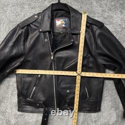 Vintage Bikers Choice Mens Black Leather Motorcycle Jacket Size 46 Heavyweight