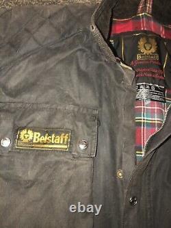 Vintage Black Belstaff Trialmaster Pro Waxed Cotton Motorcycle Jacket Size XL
