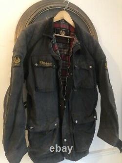 Vintage Black Belstaff Trialmaster Pro Waxed Cotton Motorcycle Jacket Size XL