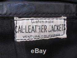Vintage Black CAL-LEATHER Motorcycle Police Jacket Lace Up Sides Size 42