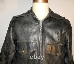 Vintage Black Horsehide Leather Nyc Police Jacket! Liner! 2-way Talon Zipper! 40