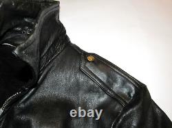 Vintage Black Horsehide Leather Nyc Police Jacket! Liner! 2-way Talon Zipper! 40