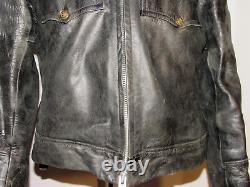 Vintage Black Horsehide Leather Nyc Police Jacket! Liner! 2-way Talon Zipper! 40