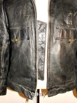 Vintage Black Horsehide Leather Nyc Police Jacket! Liner! 2-way Talon Zipper! 40