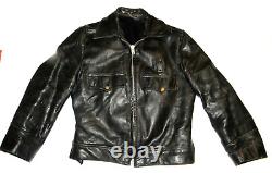 Vintage Black Horsehide Leather Nyc Police Jacket! Liner! 2-way Talon Zipper! 40