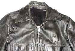 Vintage Black Horsehide Leather Nyc Police Jacket! Liner! 2-way Talon Zipper! 40