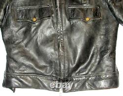 Vintage Black Horsehide Leather Nyc Police Jacket! Liner! 2-way Talon Zipper! 40