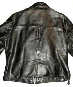 Vintage Black Horsehide Leather Nyc Police Jacket! Liner! 2-way Talon Zipper! 40