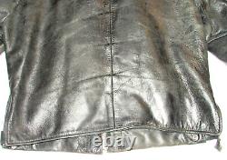 Vintage Black Horsehide Leather Nyc Police Jacket! Liner! 2-way Talon Zipper! 40