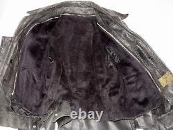 Vintage Black Horsehide Leather Nyc Police Jacket! Liner! 2-way Talon Zipper! 40