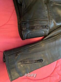 Vintage Black Leather Hein Gericke Motorcycle Jacket+Excellent Condition+Size 44