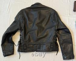 Vintage Black Leather Motorcycle Jacket Gino Leathers Size 44