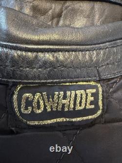 Vintage Black Leather Motorcycle Jacket Gino Leathers Size 44