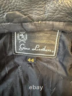 Vintage Black Leather Motorcycle Jacket Gino Leathers Size 44